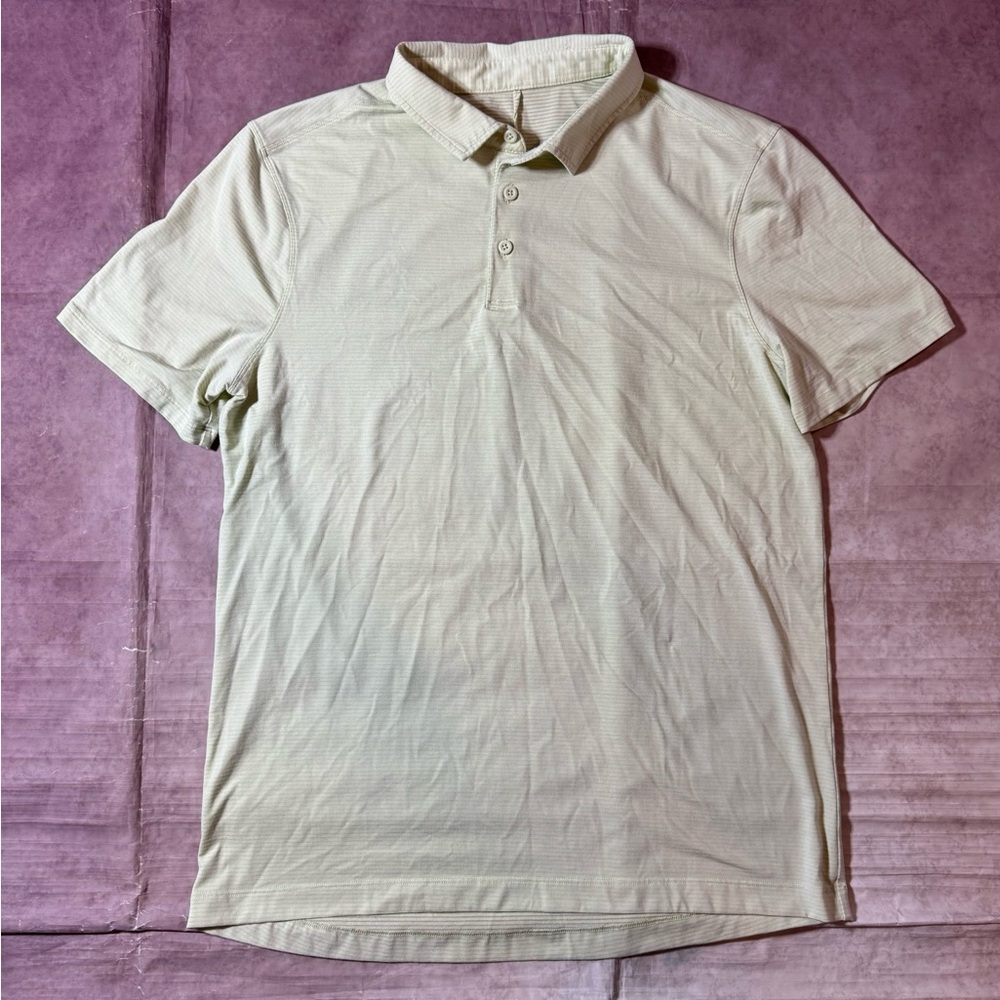 Lululemon Evolution Polo Shirt Mens Sz Medium Green Wicking Golf Stretch Athlete